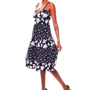 Cami Bustier Mix Prints Tiered Mid Maxi Dress